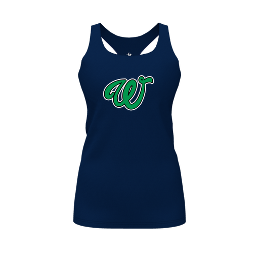 [FT0TRBNV-FYS-LOGO1] Decker Racerback Tank Top (Female Youth S, Navy, Logo 1)