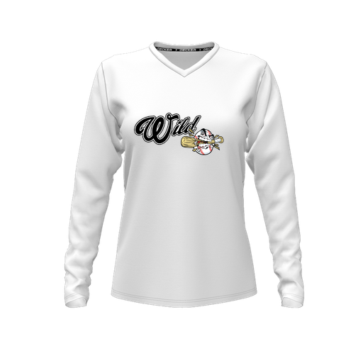 [FTLVCFWH-FYXS-LOGO2] Decker Comfort T-Shirt (Female Youth XS, White, V Neck, Logo 2, Long Sleeve)