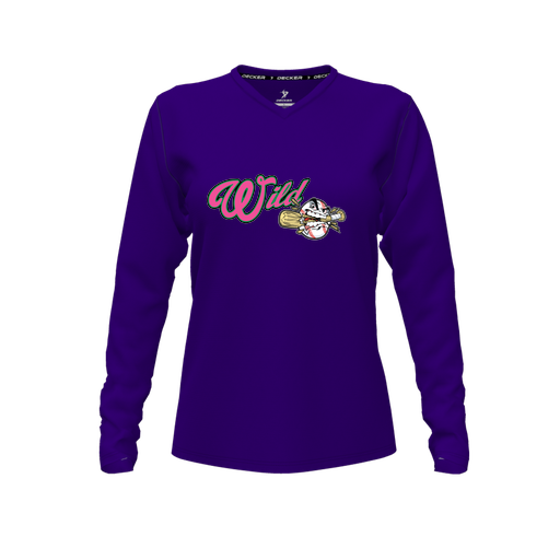 [FTLVCFPP-FYXS-LOGO3] Decker Comfort T-Shirt (Female Youth XS, Purple, V Neck, Logo 3, Long Sleeve)