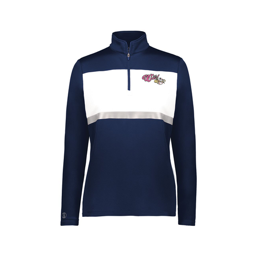 [222791.301.XS-LOGO3] Ladies Bold 1/4 Zip Pullover (Female Adult XS, Navy, Logo 3)