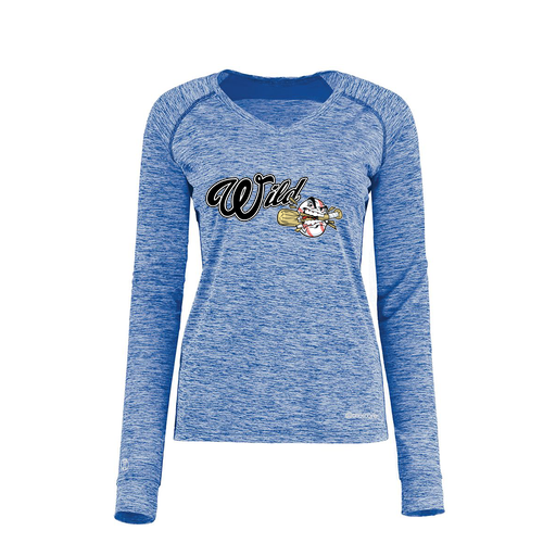 [222770.U55.XS-LOGO2] Ladies Electric Long Sleeve Shirt (Female Adult XS, Royal, Logo 2)