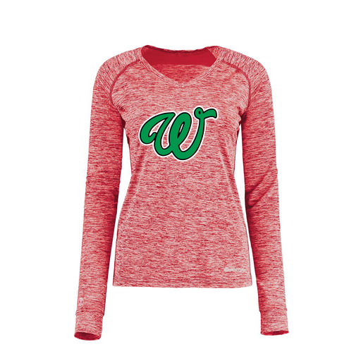 [222770.T20.XS-LOGO1] Ladies Electric Long Sleeve Shirt (Female Adult XS, Red, Logo 1)