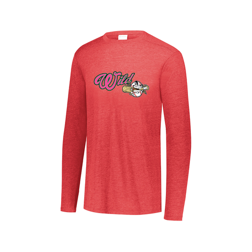 [3075.V96.XS-LOGO3] Decker Men's Tri-Blend T-Shirt - Long Sleeve (Adult XS, Red, Logo 3)